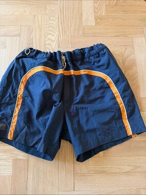 Zegna  Navy Swim Trunks with Orange Trim